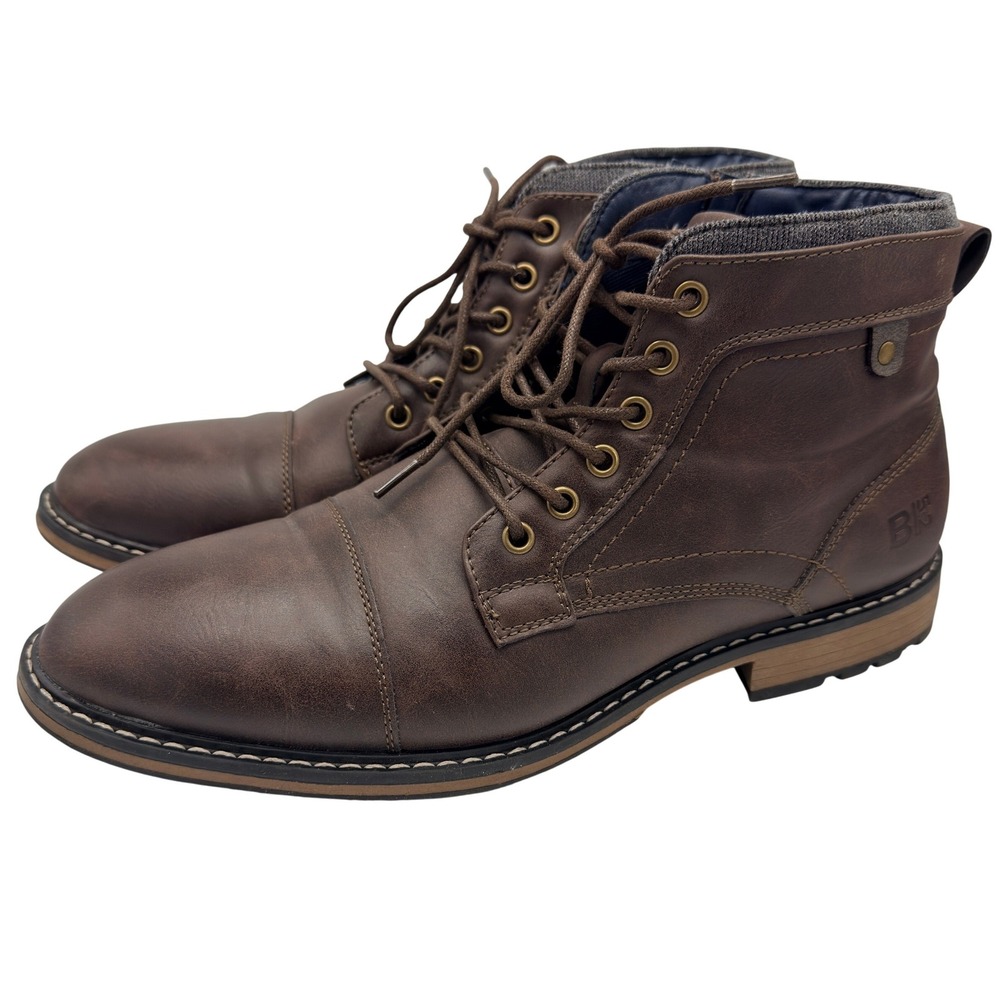 Bullboxer B52 Combat Boots Mens 12 Dark Brown Cap Toe Side Zip Rugged Ankle